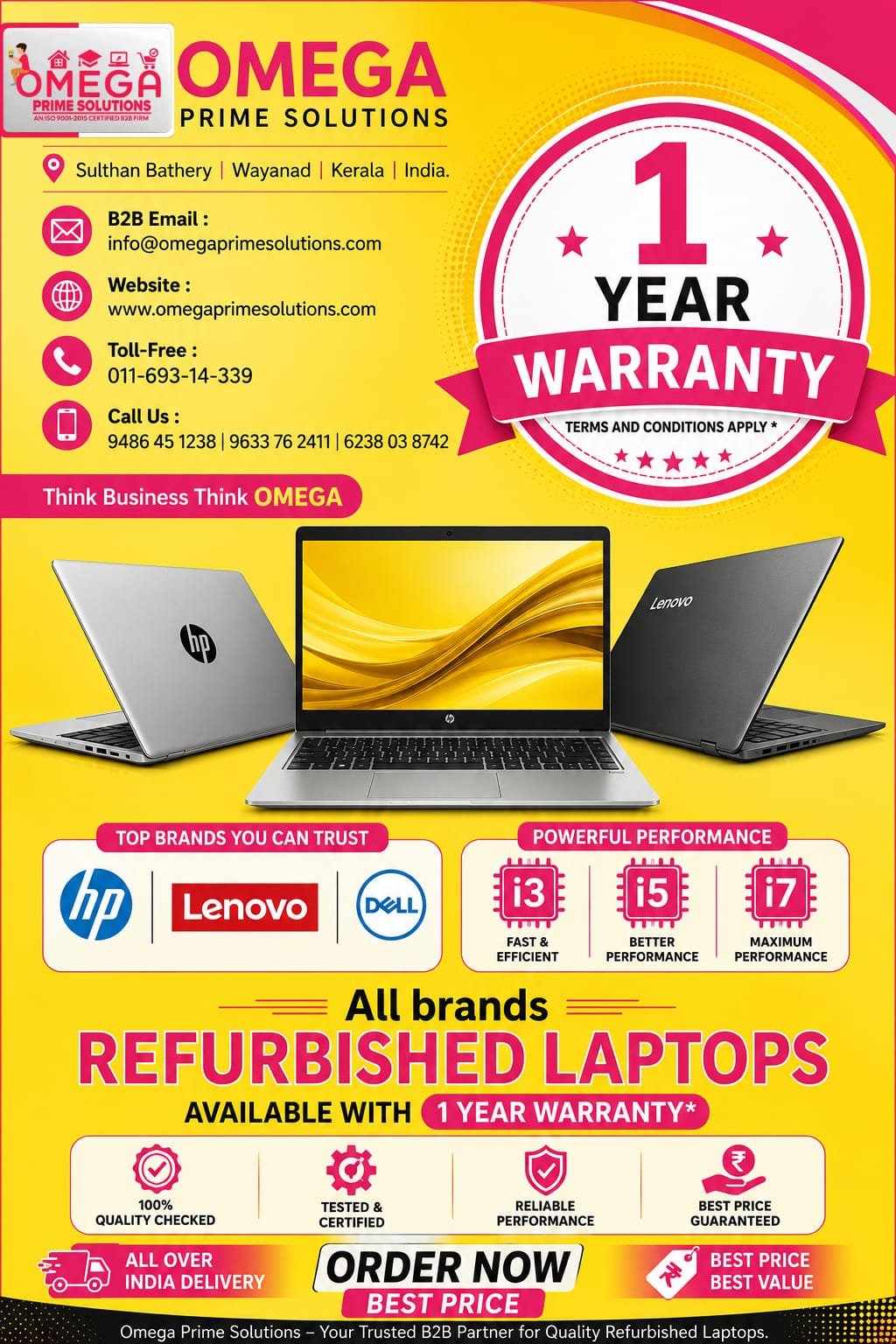 best refurbished laptops sales in kerala - Omega Prime Solutions, IT Company Wayanad